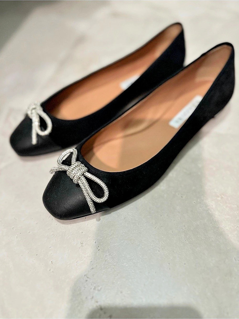 Aquazzura Parisina Crystal Bow Ballet Flats